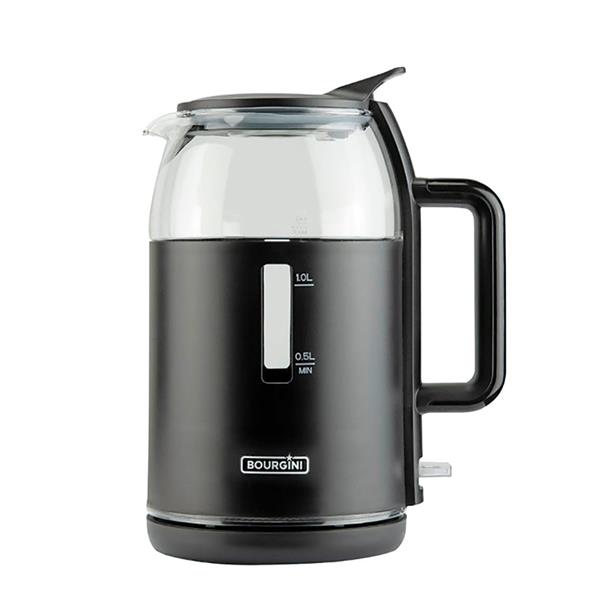 Hervidor de agua negro y cristal desde 0,5 L hasta 1,5L Bourgini
