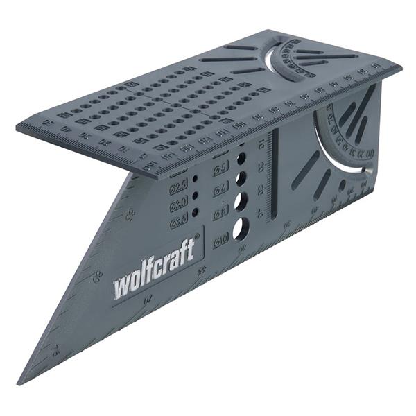 Escuadra pl&aacute;stica 3D, con regla y escalas angulares.