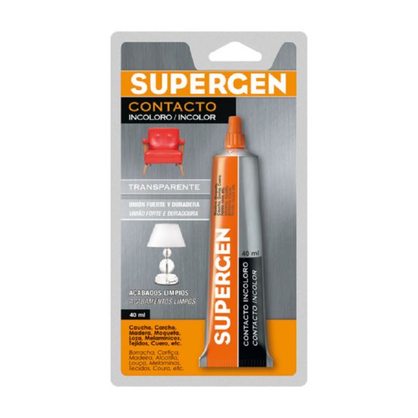Adhesivo contacto Supergen Incoloro. 40 ml.
