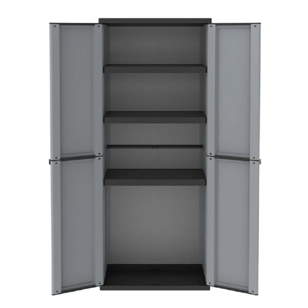 Armario resina J-Line 4 estantes. 68x37,5x163,5cm. gris/negro