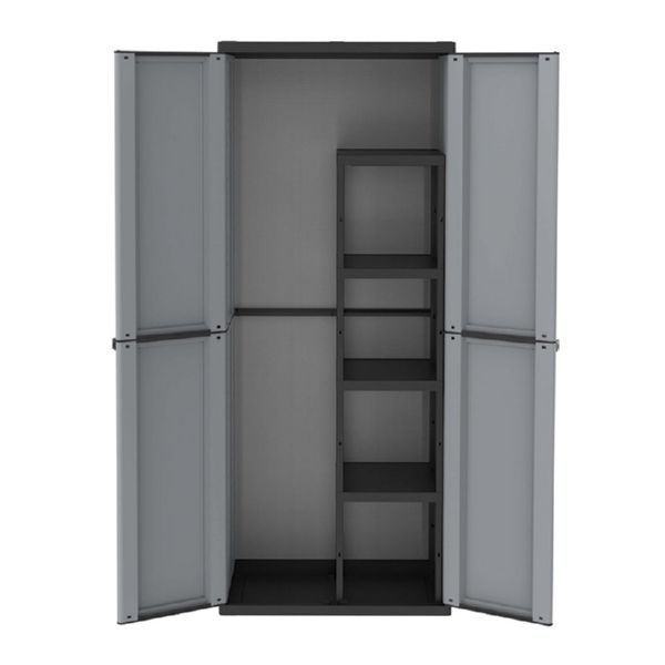 Armario resina J-Line escobero. 68x37,5x163,5cm. gris/negro