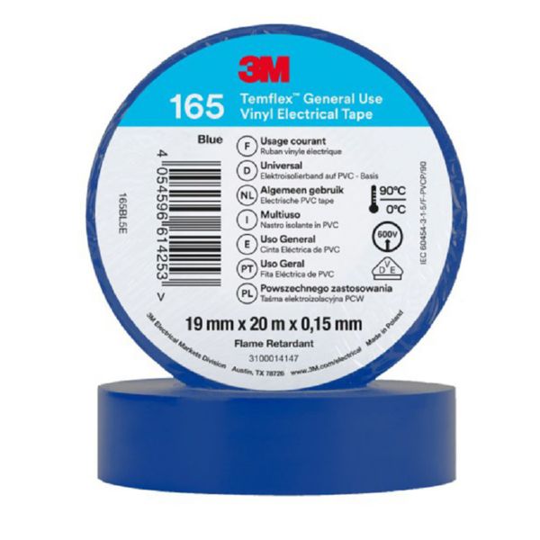 Cinta aislante Temflex 19 mm x 20 m. Azul