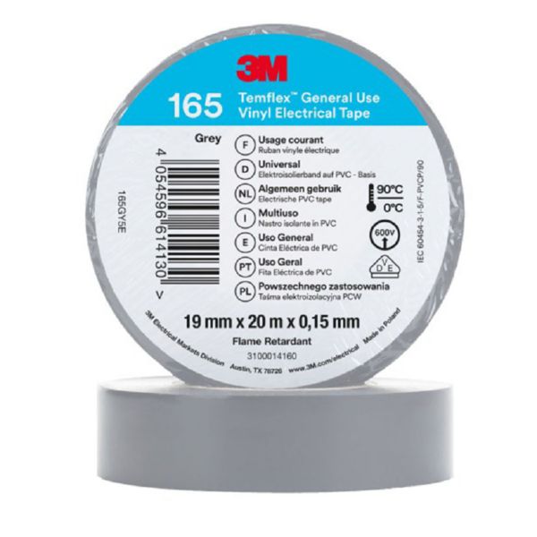Cinta aislante Temflex 19 mm x 20 m. Gris