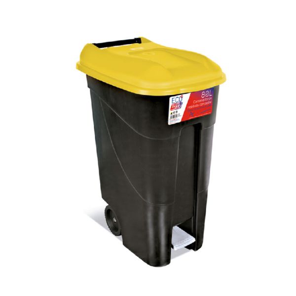 Contenedor con pedal. 80 litros. Tapa amarilla