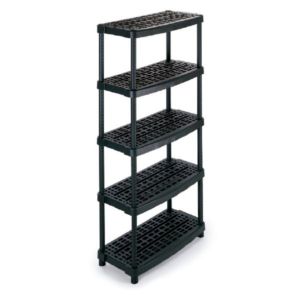 Estanter&iacute;a resina negra, 5 baldas 93x45x188h